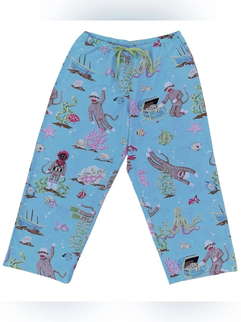 Vintage Y2K Nick & Nora Scuba Sock Monkey Cotton Pajama Set Size Small Novelty - Picture 7 of 10